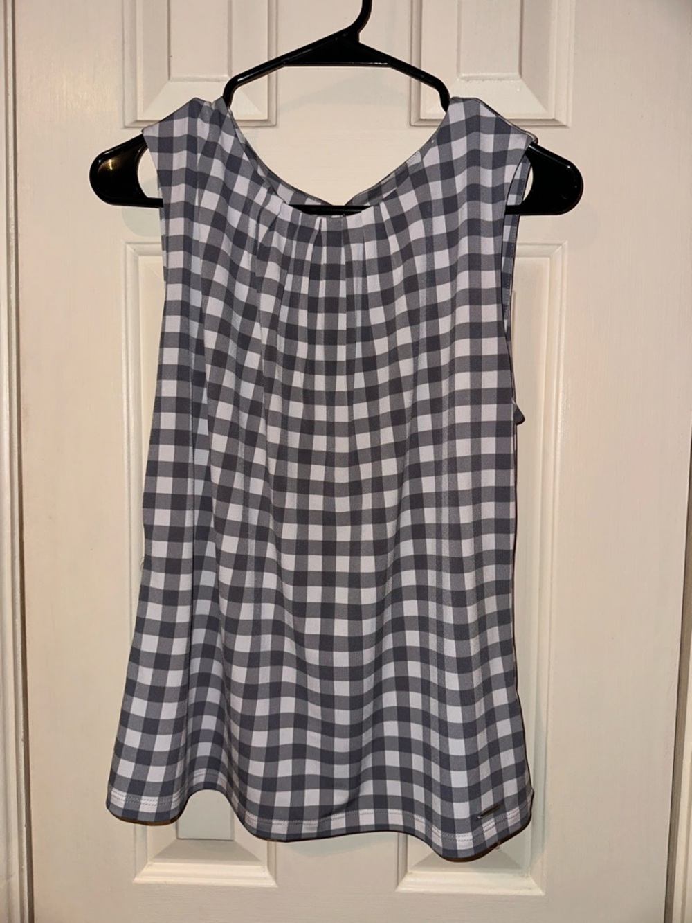 Calvin Klein Gray and White Gingham Sleeveless Camisole